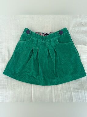 Mini Boden Kelly Green Corduroy Skirt with Floral Lining